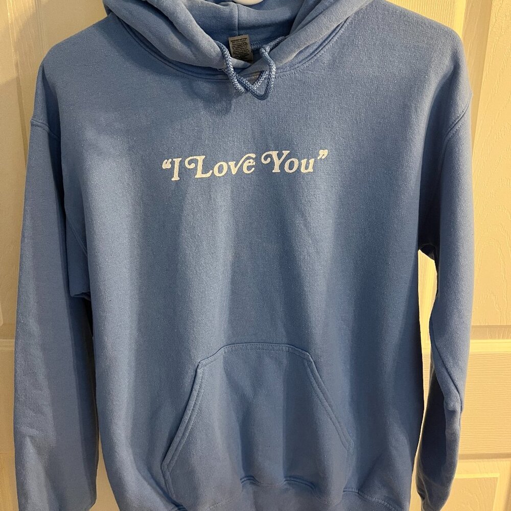 💙 Taylor Swift “I Love You” Lyrics Hoodie – Blue Pullover Sweatshirt